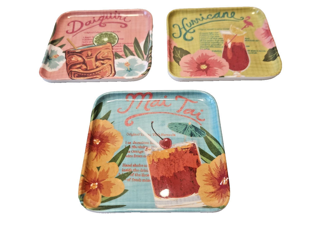 3 Tommy Bahama Mixed Drink Recipes Melamine Coasters Hurricane Mai Tai Daiquiri